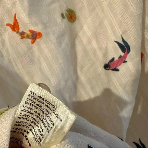 Maeve By Anthropologie 100% Cotton Embroidered Koi Button-Down Shirt - Picture 5 of 6